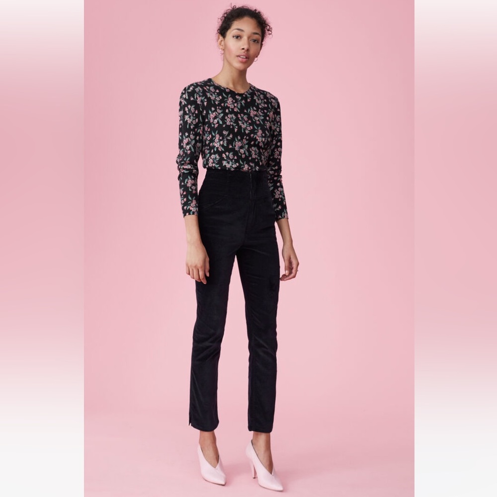 NWT Rebecca Taylor Velveteen Pant size 4 Black 🌸